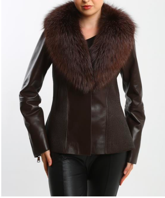 Sizes M, L, and XL Chocolate Brown Leather with Brown Fox Fur