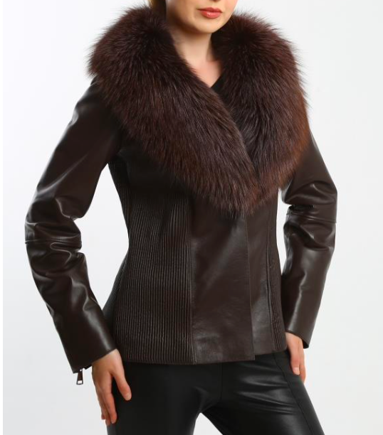 Sizes M, L, and XL Chocolate Brown Leather with Brown Fox Fur