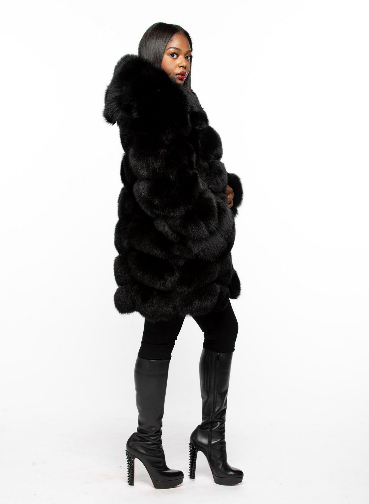 Shirley Fox Fur Coat with Detachable Hood and Sleeves – The Fancy Success