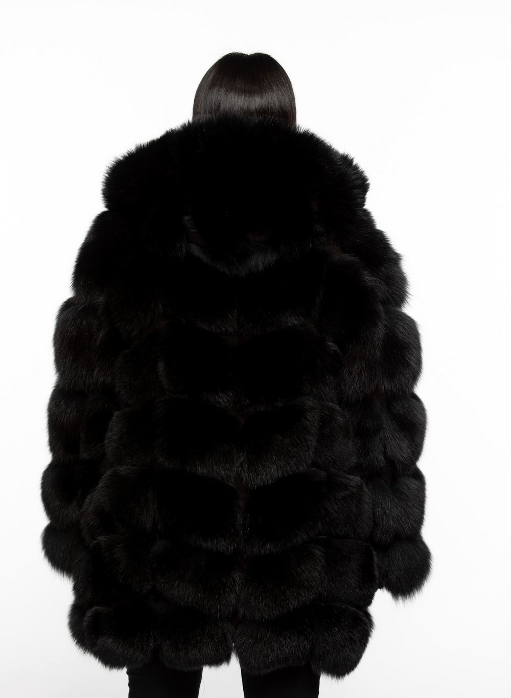 Mens Blue Mink Fur Coat With Detachable Hood