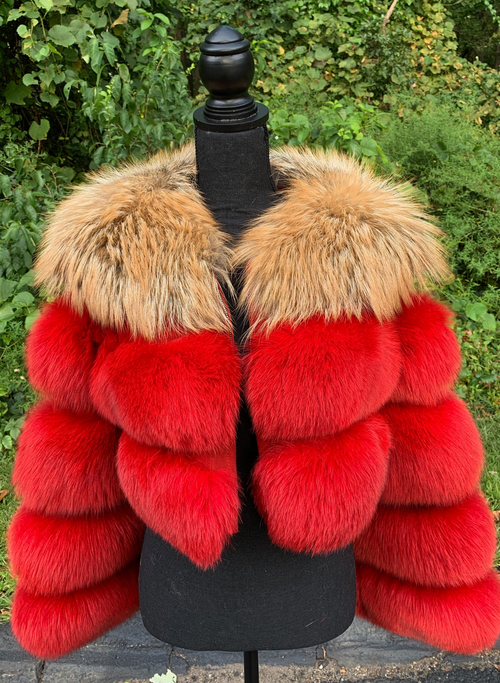 Gideon Mink Fur Red Coat For Sale - William Jacket