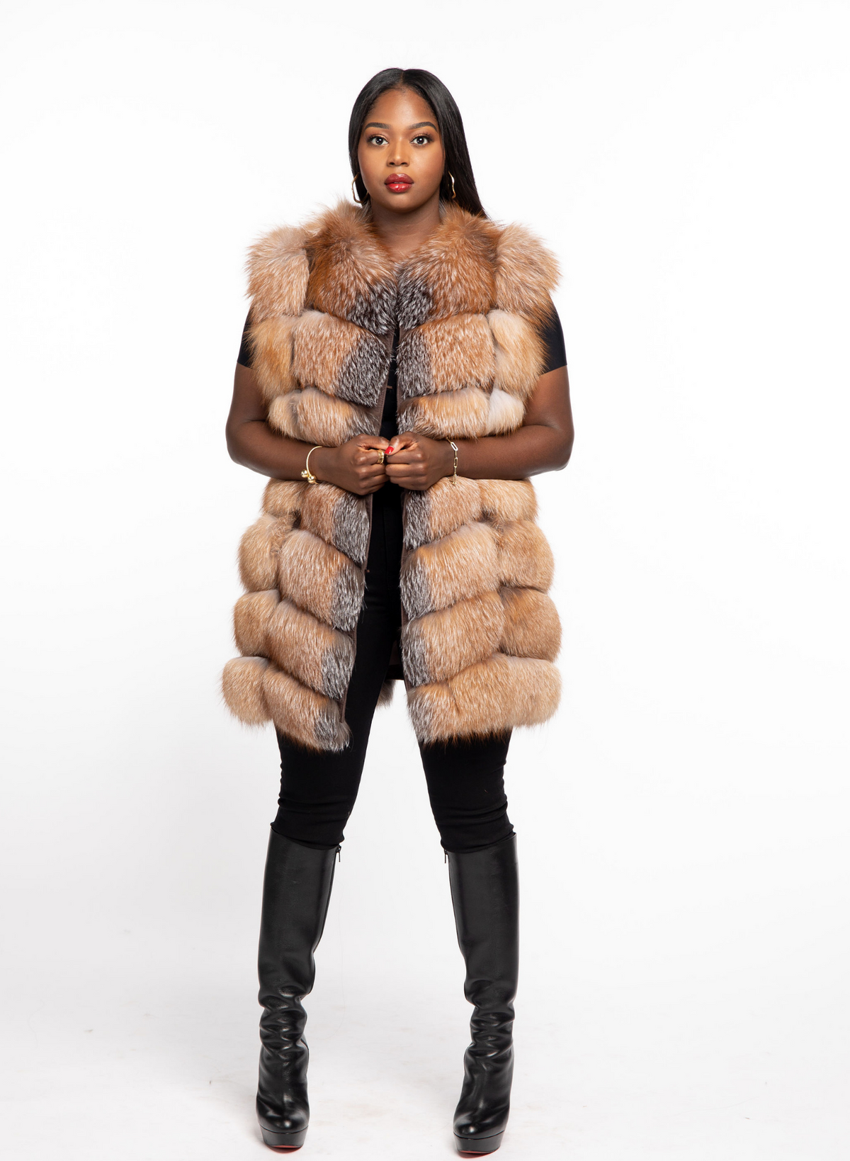 Shirley Fox Fur Vest Crystal – The Fancy Success